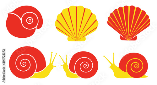 Bild auf Leinwand Colorful Snail Shells and Slugs.