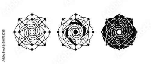 Foto Geometric Sacred Geometry Symbols, Esoteric Ornate Mandala Designs, Mystical Cos