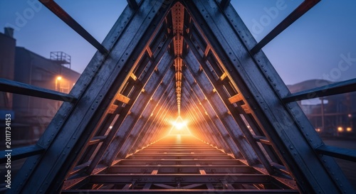 Industrial triangle tunnel light glow