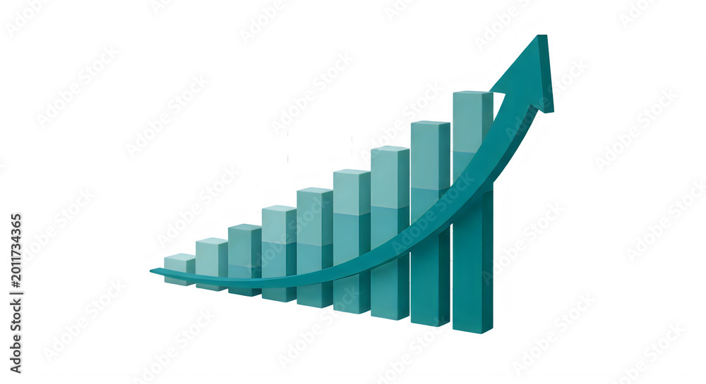 Obraz premium Growing bar chart with upward trend illustration