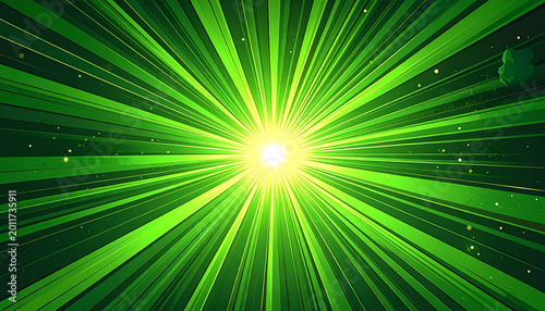 Bright Green Radial Light Burst Background

