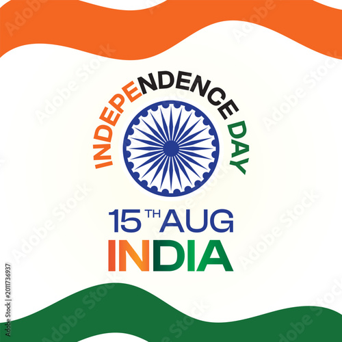 Happy independence day in Hindi, India, Independence day poster, wishes, greetings, banner, backdrop, theme, background, social post, calligraphy, logo for 15 august, Indian, independence day of India