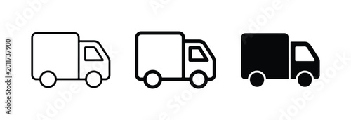 Photos Delivery Truck Icons, Shipping Van Vector Graphics, Logistics Vehicle Symbols Se