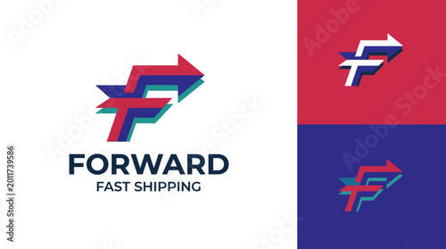 Foto This vibrant logo features a stylish arrow and incorporates colors that convey speed and reliability, perfect for a fast shipping service aiming to attract customers in logistics