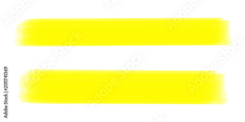 Photos Set of two soft yellow highlighter brush strokes on transparent background isolated