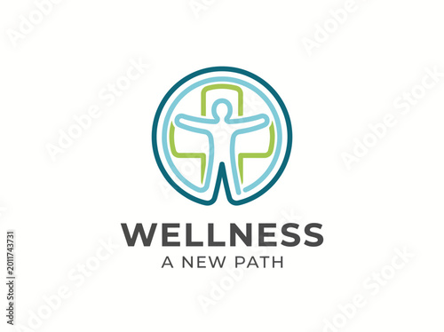 Free Download This image depicts a human silhouette within a wellness symbol, highlighting a new approach to health and holistic living, emphasizing balance and well-being for individuals. - GFXLoad
