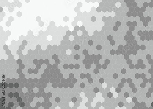 Gradient hexagonal pattern in shades of gray and white background