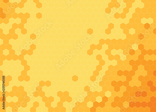 Gradient orange hexagons pattern background texture design element