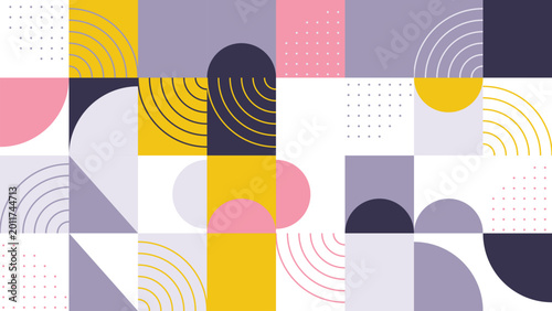 Colorful geometric shapes in modern abstract composition design
