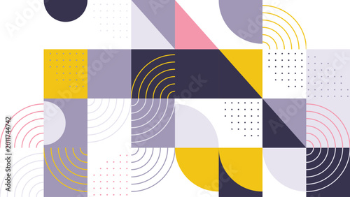 Geometric shapes create a vibrant abstract composition design