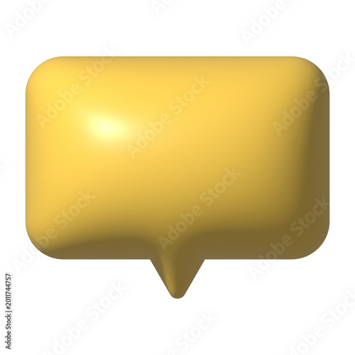 3D gold speech bubble icon with glossy rounded shape isolated on transparent background