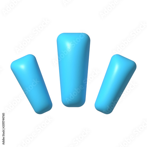 3D blue emphasis marks with glossy rounded shape isolated on transparent background