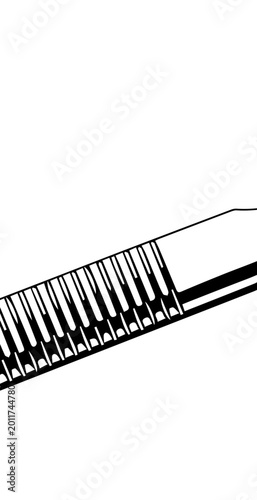 Close-up Black and White Comb Teeth Vector Line Art