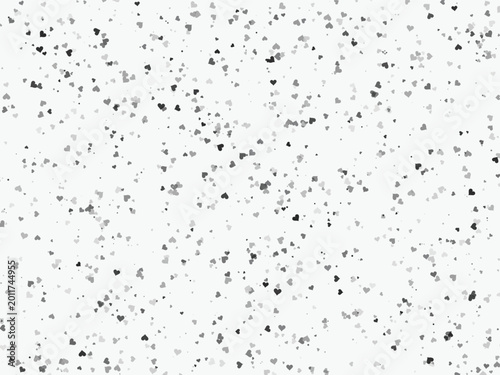 Small black and gray hearts on white background pattern design