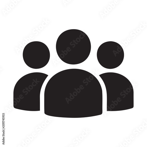 Fotografija Person Icon Group of Three in Flat Dark Color Scheme, Simple Avatar Symbol for U