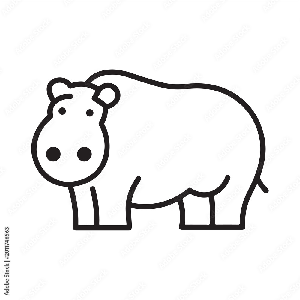 Obraz premium black vector hippo icon on white background.