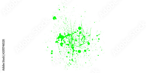 Green Paint Splatter Explosion Isolated on Black Background for Grunge Overlay Design Element