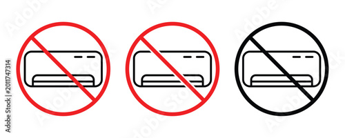 Free Download Not Allowed  Air Conditioner Icon with Red Cross Restriction Concept Vector - GFXLoad