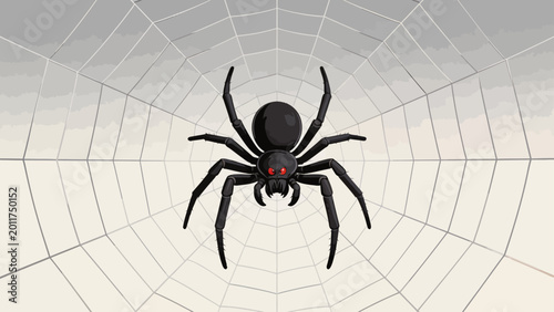 Принти на полотні Black spider on web