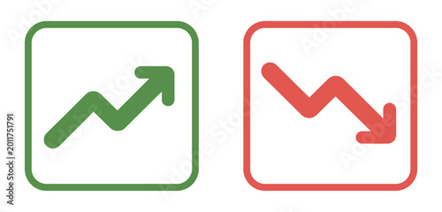 Foto Ascending and Descending Arrows: A pair of vibrant icons illustrating growth and decline