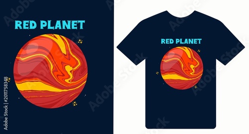 Red Planet Space T Shirt Design Galaxy Universe Graphic Print