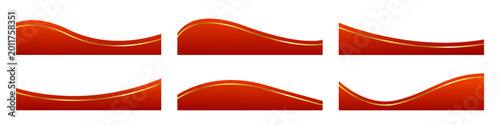 Obraz na płótnie Set of red ribbon wave banners with elegant gold accent lines