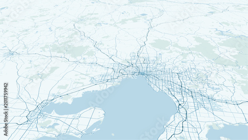 Tableau sur toile Modern minimalist vector map of Melbourne, Australia