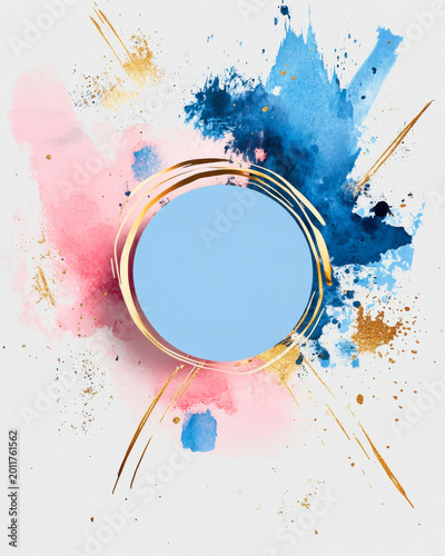 Gender reveal background with round frame for invitation card