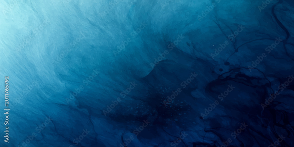 Fototapeta premium An abstract texture of dark blue water in motion features a pattern of white clouds and light mist like a stormy sea under a night sky