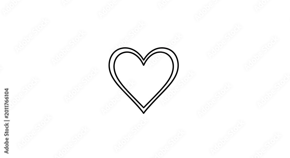 Fototapeta premium Black double outline heart symbol on white background
