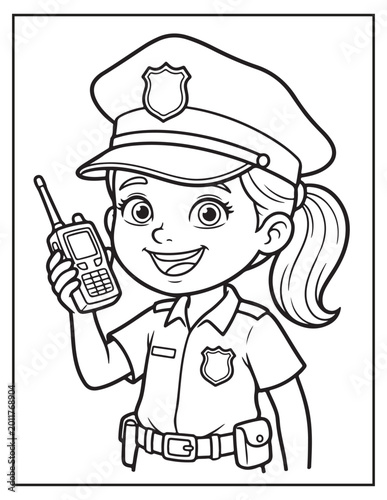 Police girl coloring pagse 