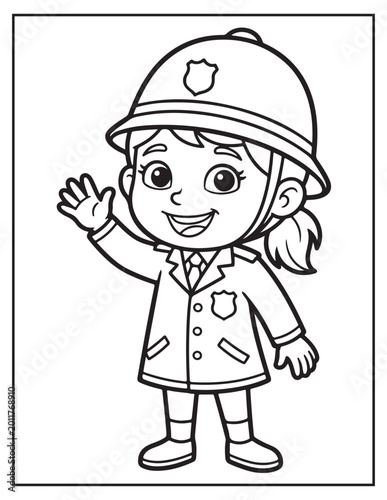 Police girl coloring pagse 