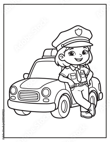 Police girl coloring pagse 