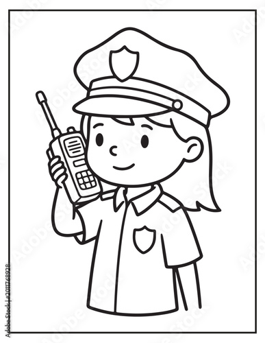 Police girl coloring pagse 