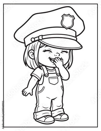 Police girl coloring pagse 