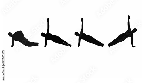 Φωτογραφία Side plank progression silhouettes core exercise step by step vector illustratio