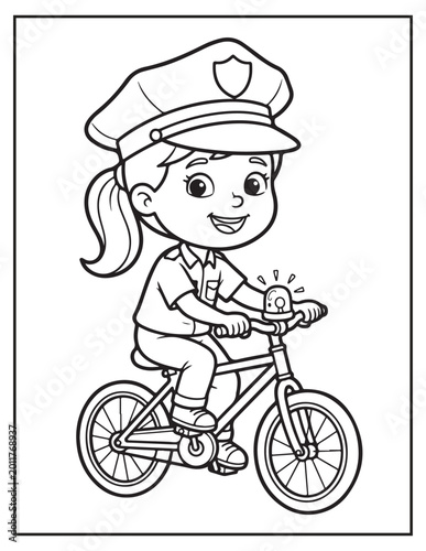 Police girl coloring pagse 
