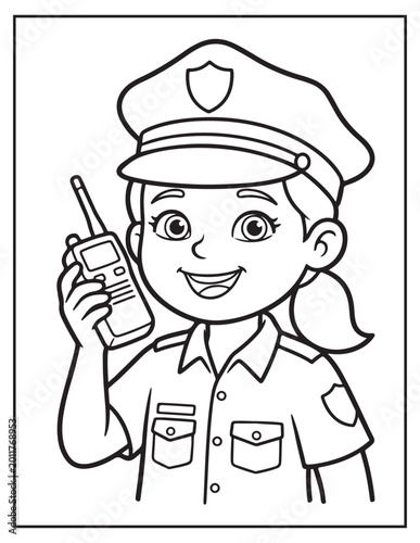 Police girl coloring pagse 