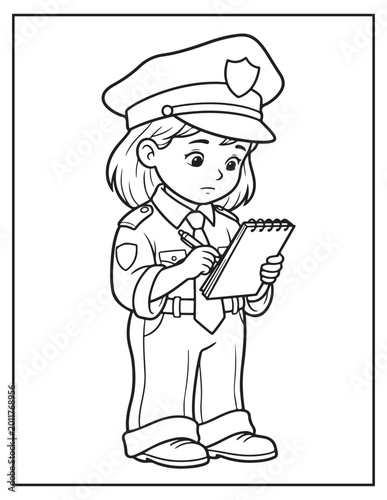 Police girl coloring pagse 