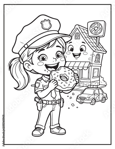 Police girl coloring pagse 