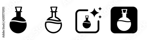 Tableau sur toile Round bottom flask potion bottle icon representing chemistry lab glassware and f