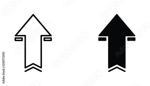 Free Download Upload or scroll up arrow icon set with directional indicators in outline and solid black styles for web navigation and UI design - GFXLoad