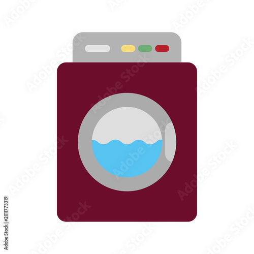 Washing machine appliance in flat style, home laundry device illustration isolated on white background.