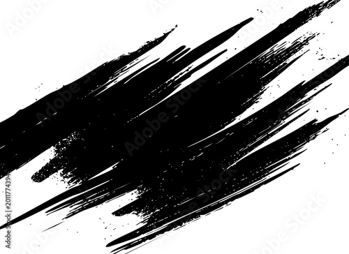 Black Grunge Brush Stroke on White Background
