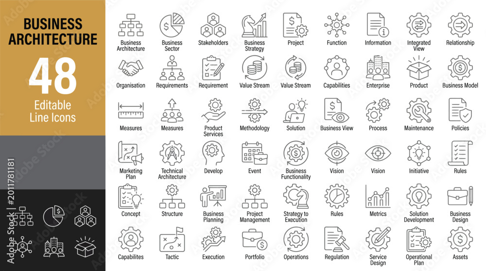 Φωτογραφία Business Architecture Line Editable Icons set