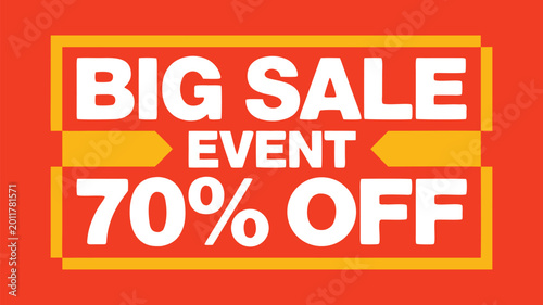 Big sale event 70% off retail store promotion banner for discount marketing.