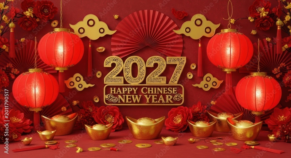 Naklejka premium 2027 Year of the Rooster Celebration