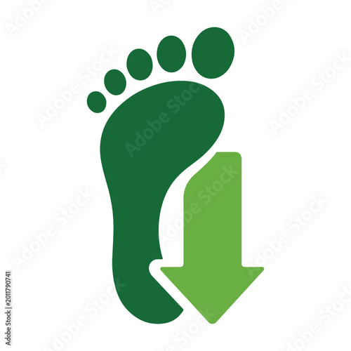 Carbon footprint reduction icon with downward arrow