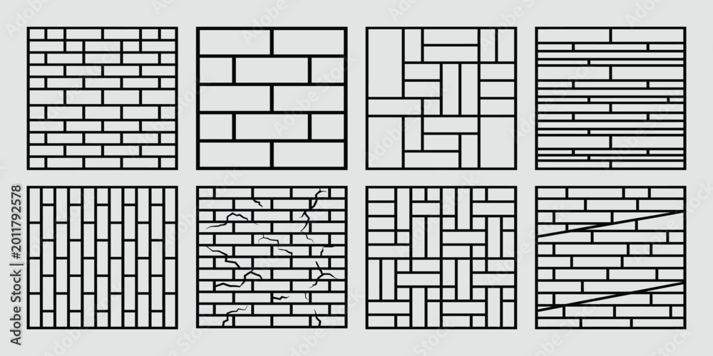 Fototapeta premium Architectural Brick Pattern CNC Plasma Cut Vector Panel Collection