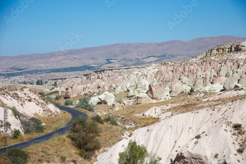 Iconic Cappadocia Fairy Chimneys Winding Road Landscape Turkey